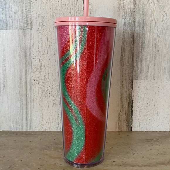 ✨Starbucks Glitter Pink Swirl Cold Cup 24oz NWT - Picture 2 of 6